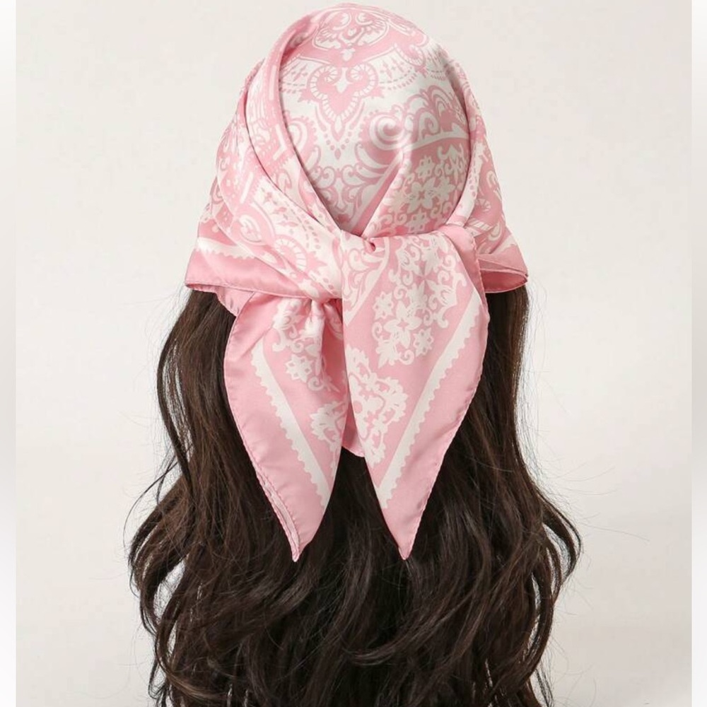 Chic Pink Patterned Scarf Bandana